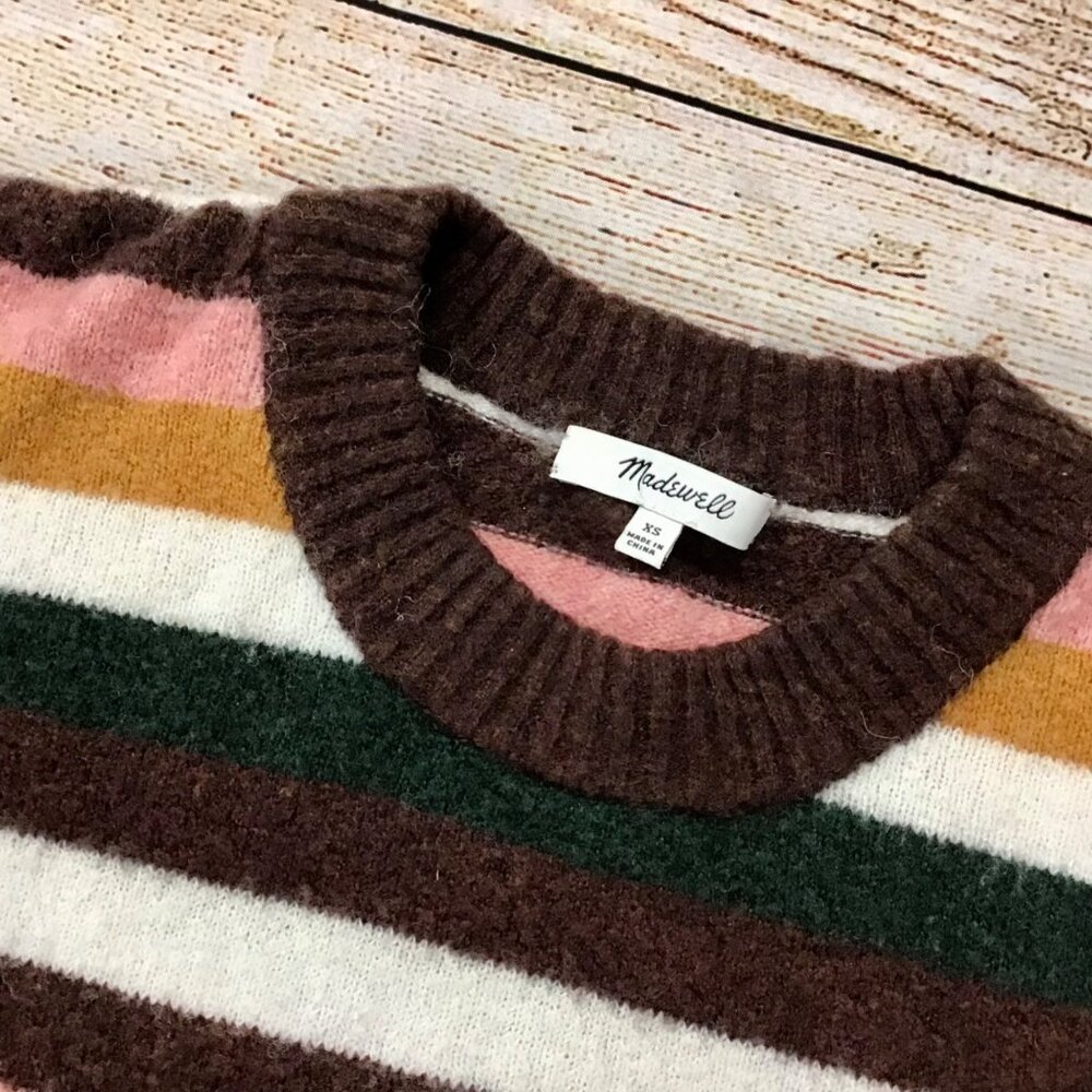 Madewell Striped Knit Pullover Sweater Merino Alpaca Wool Blend Size XS - Picture 3 of 13